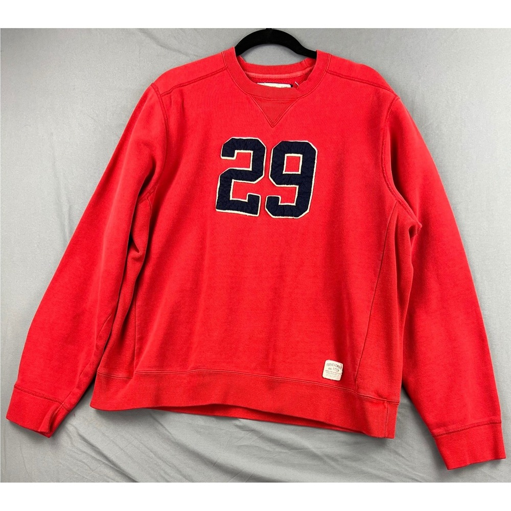 Abercrombie & Fitch Sweatshirt Mens Large 29 Applique Red Crewneck Pullover Good